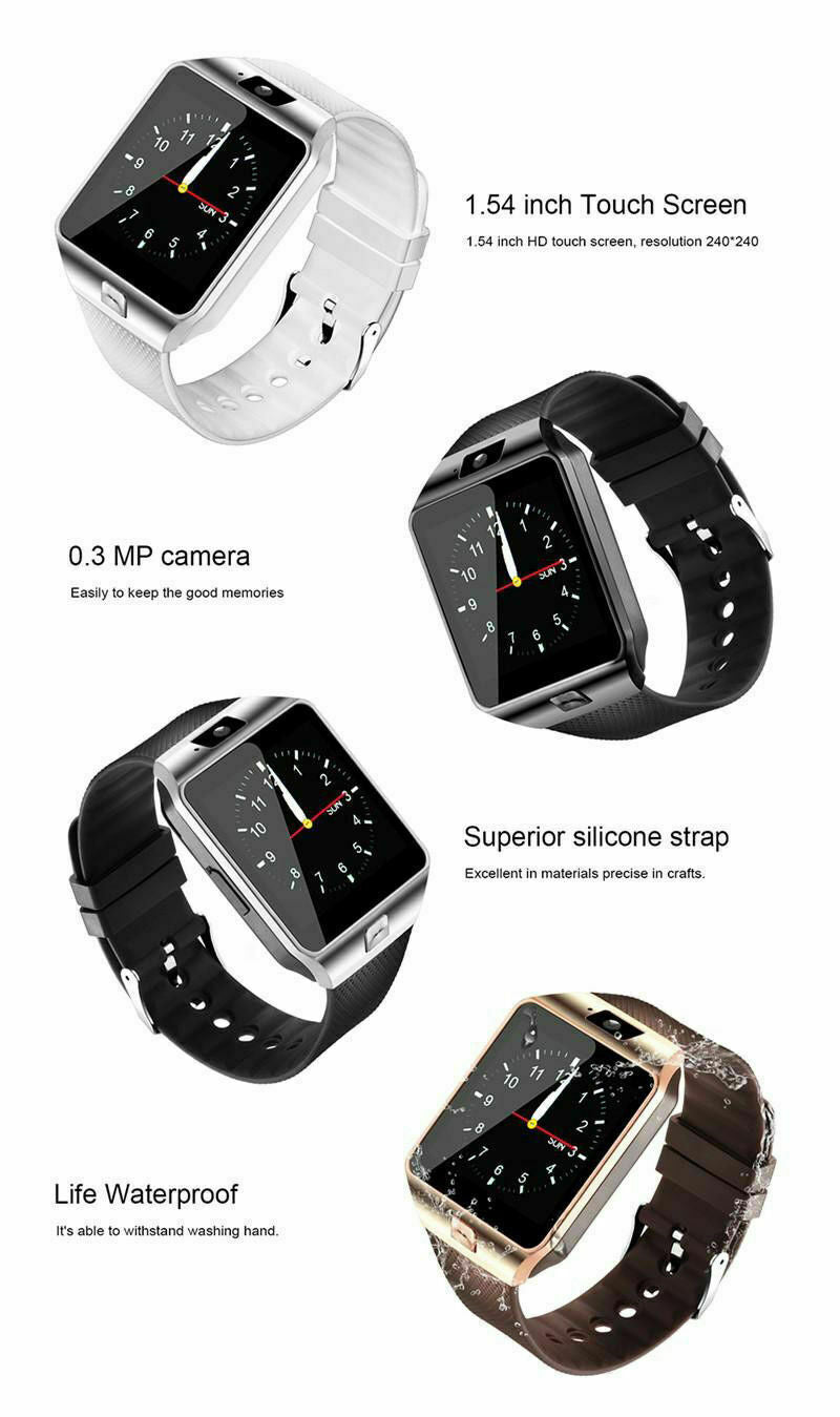 Bluetooth Smart Watch w/Camera Waterproof Phone Mate For Android Puce Gaia