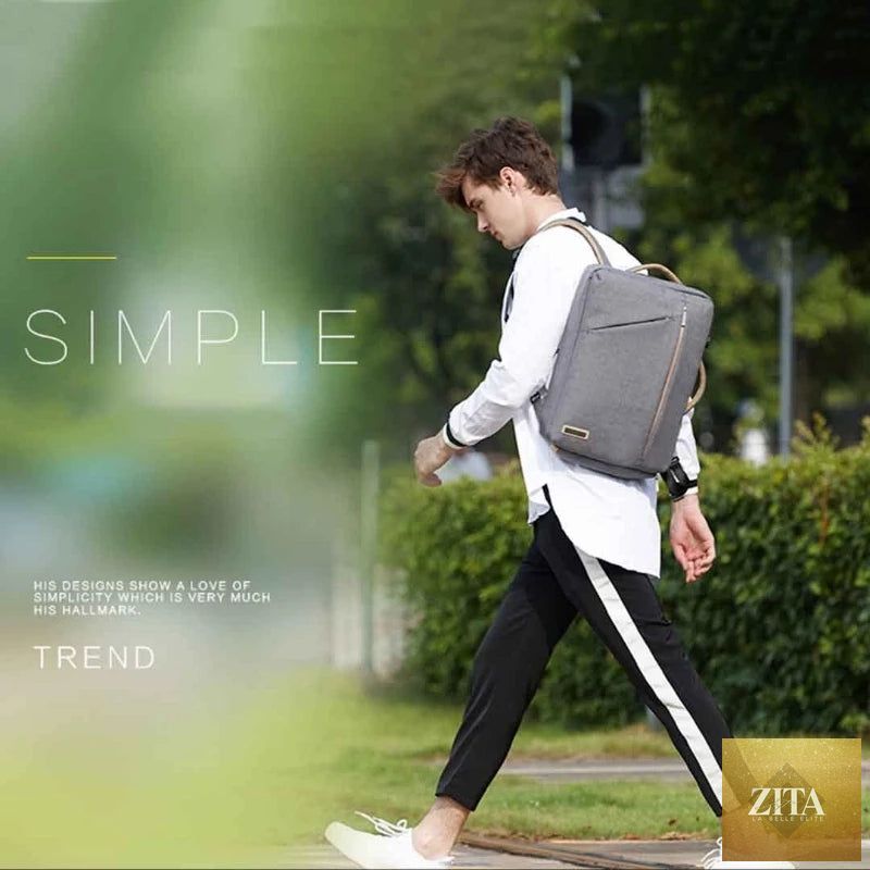 Men's multi-function travel backpack by Social Buzz eSIMs with multiple compartments and adjustable straps for everyday use.