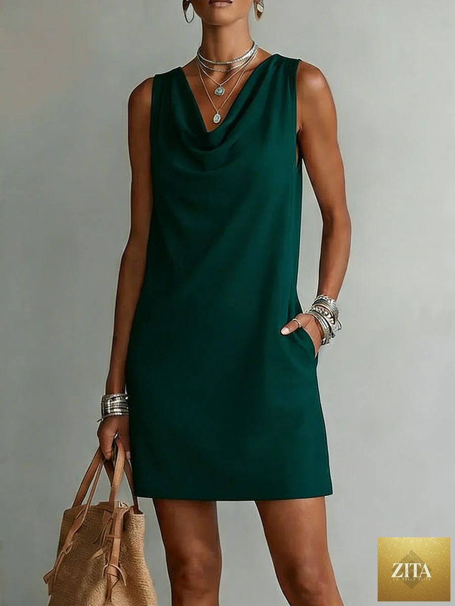 Women's off-shoulder sleeveless casual midi dress by FitiqueFit, featuring a pullover style and relaxed fit.