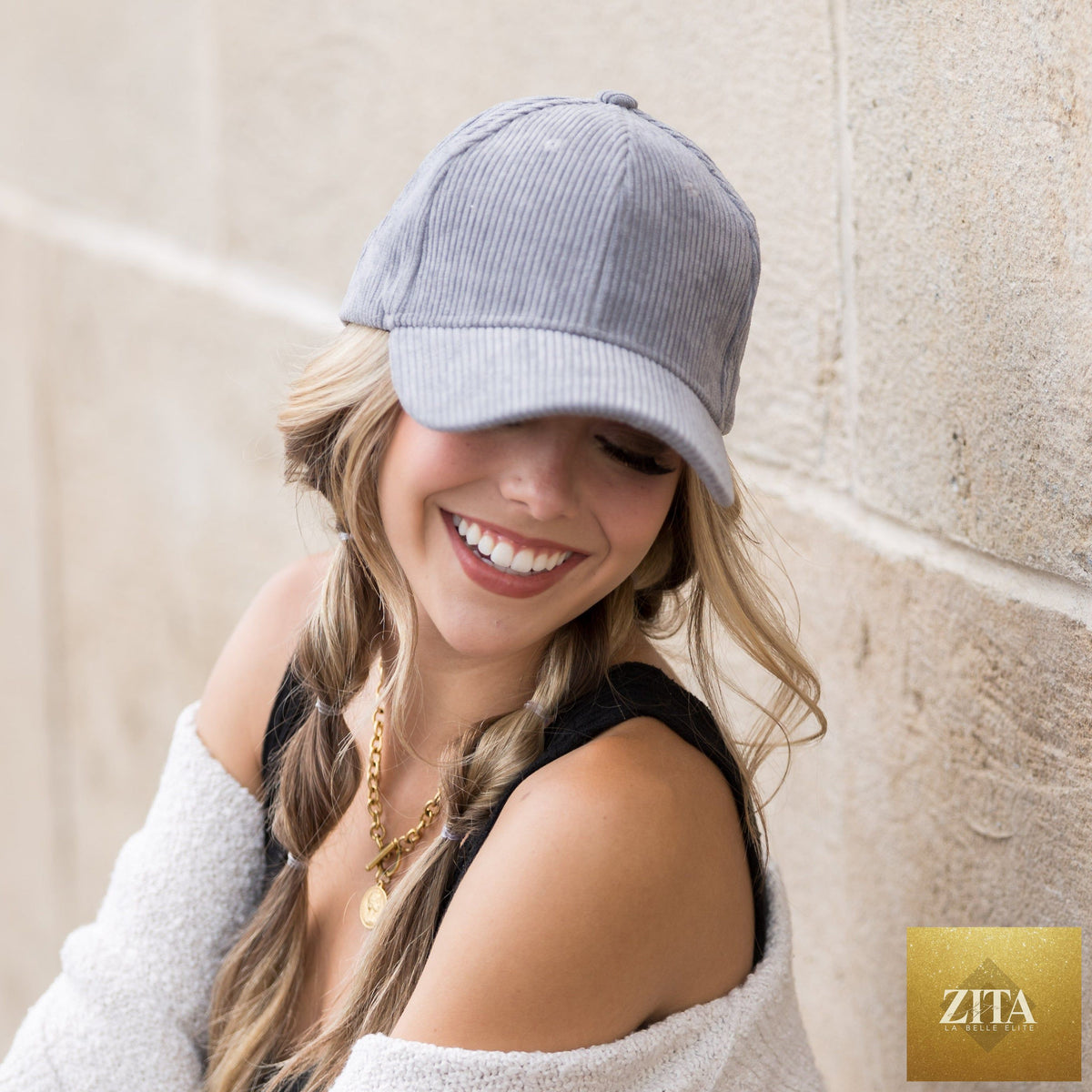 Aai's Corner corduroy boyfriend ball cap in khaki with curved brim and adjustable strap, casual and stylish headwear for men and women.