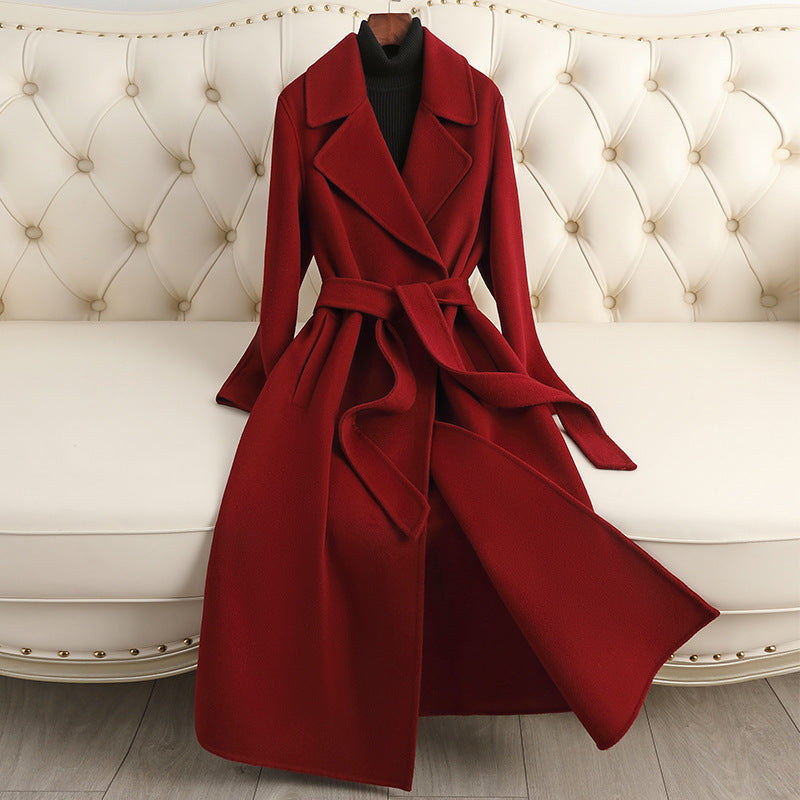 Autumn & Winter Temperament Korean Wool Coat for Women – Elegant & Carmine Juneberry