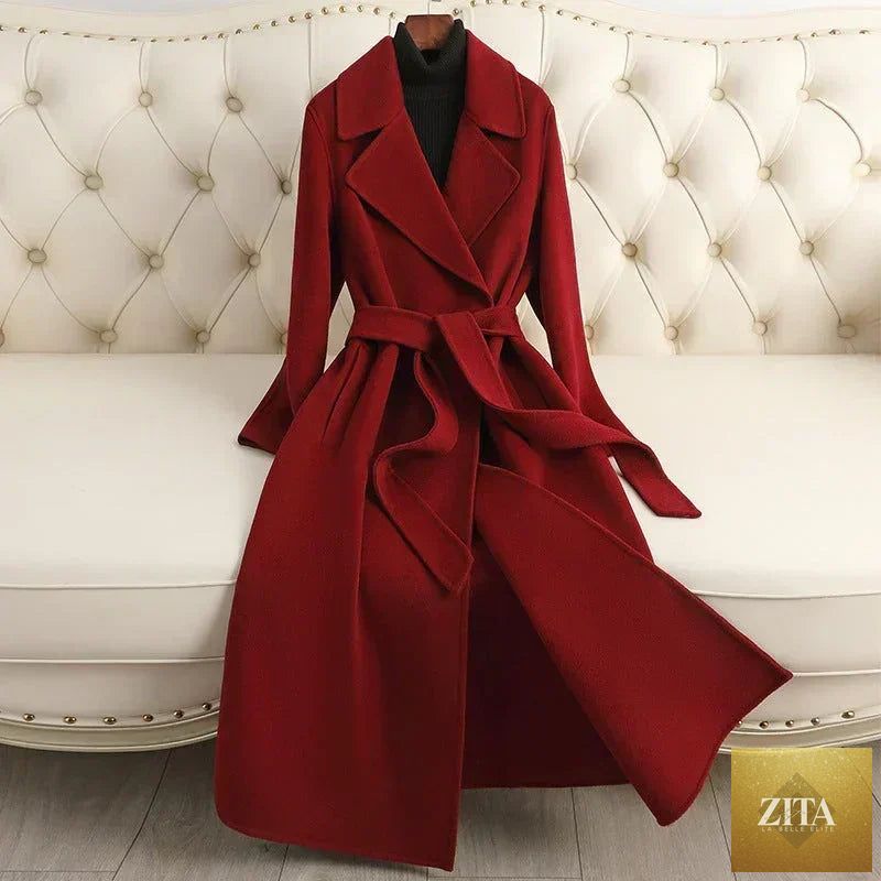Elegant Korean wool coat for women by Zita La Belle Elite, suitable for autumn and winter, showcasing a stylish jacket or coat.