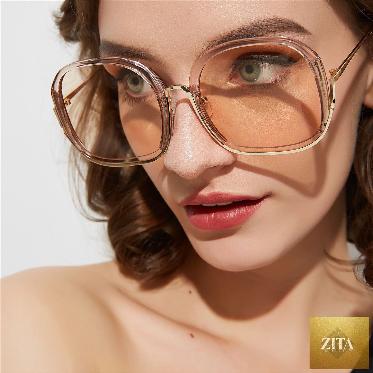 Large half frame UV400 sunglasses by FitiqueFit, colorful fashion shades with tinted lenses and stylish design.