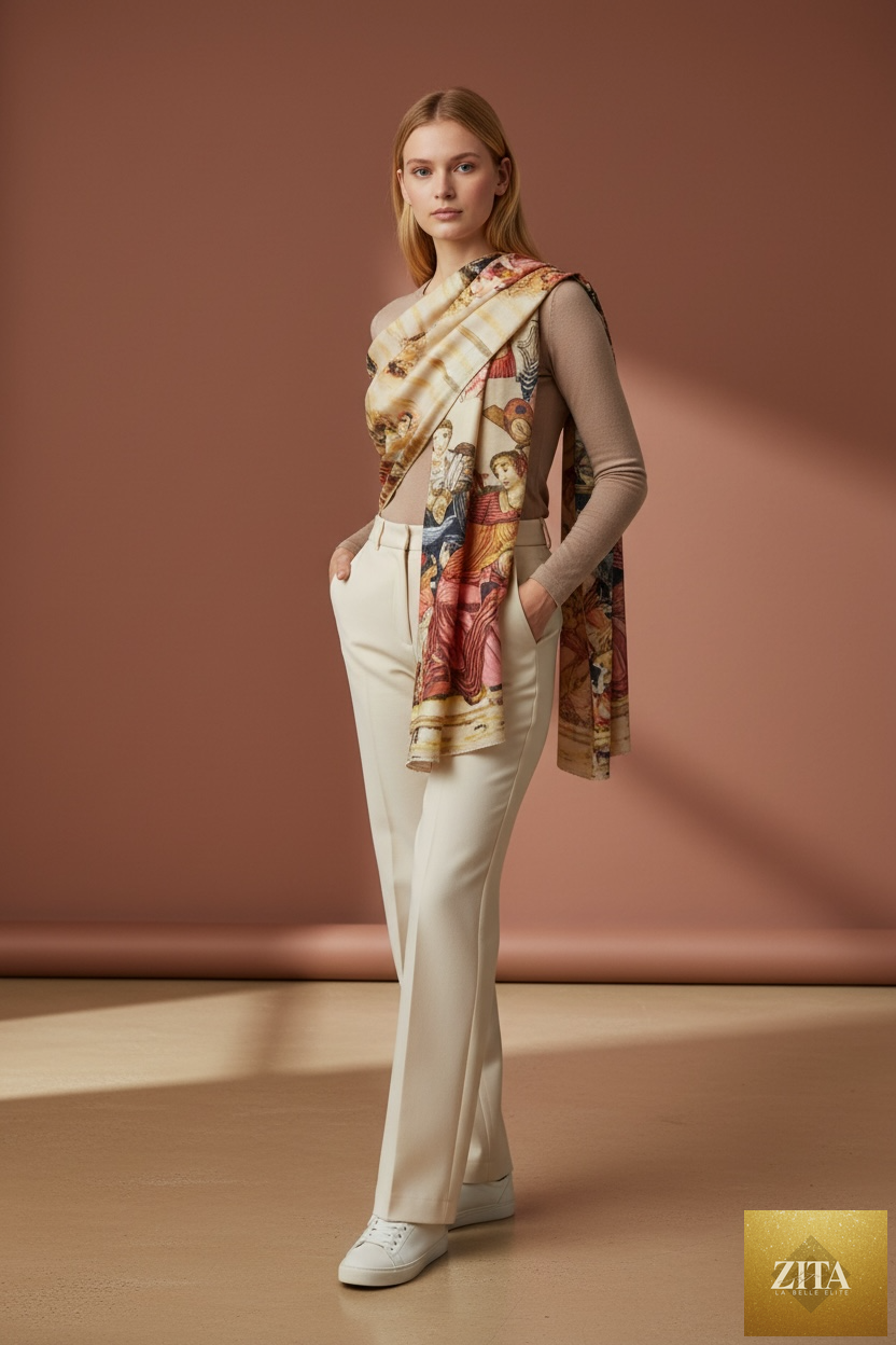 Elegant ladies scarf from Anet's Collection LLC featuring a stylish afternoon time design, perfect for adding a sophisticated touch.