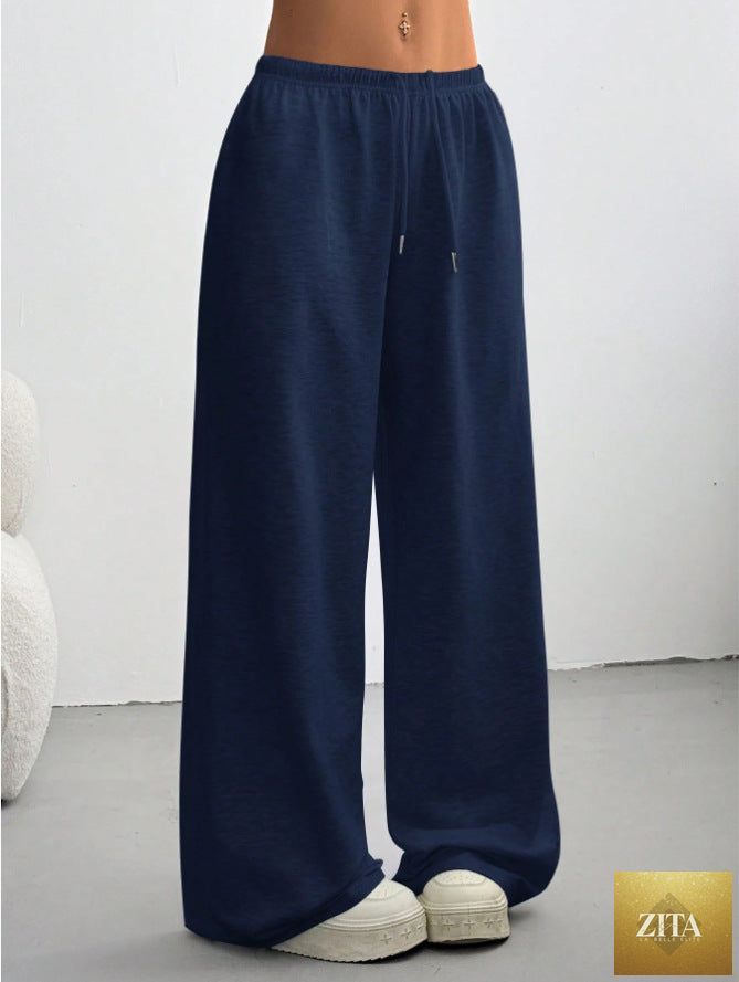 Zita La Belle Elite minimalist straight-leg drawstring sweatpants in five colors, casualwear for women and men, size S to 2XL.