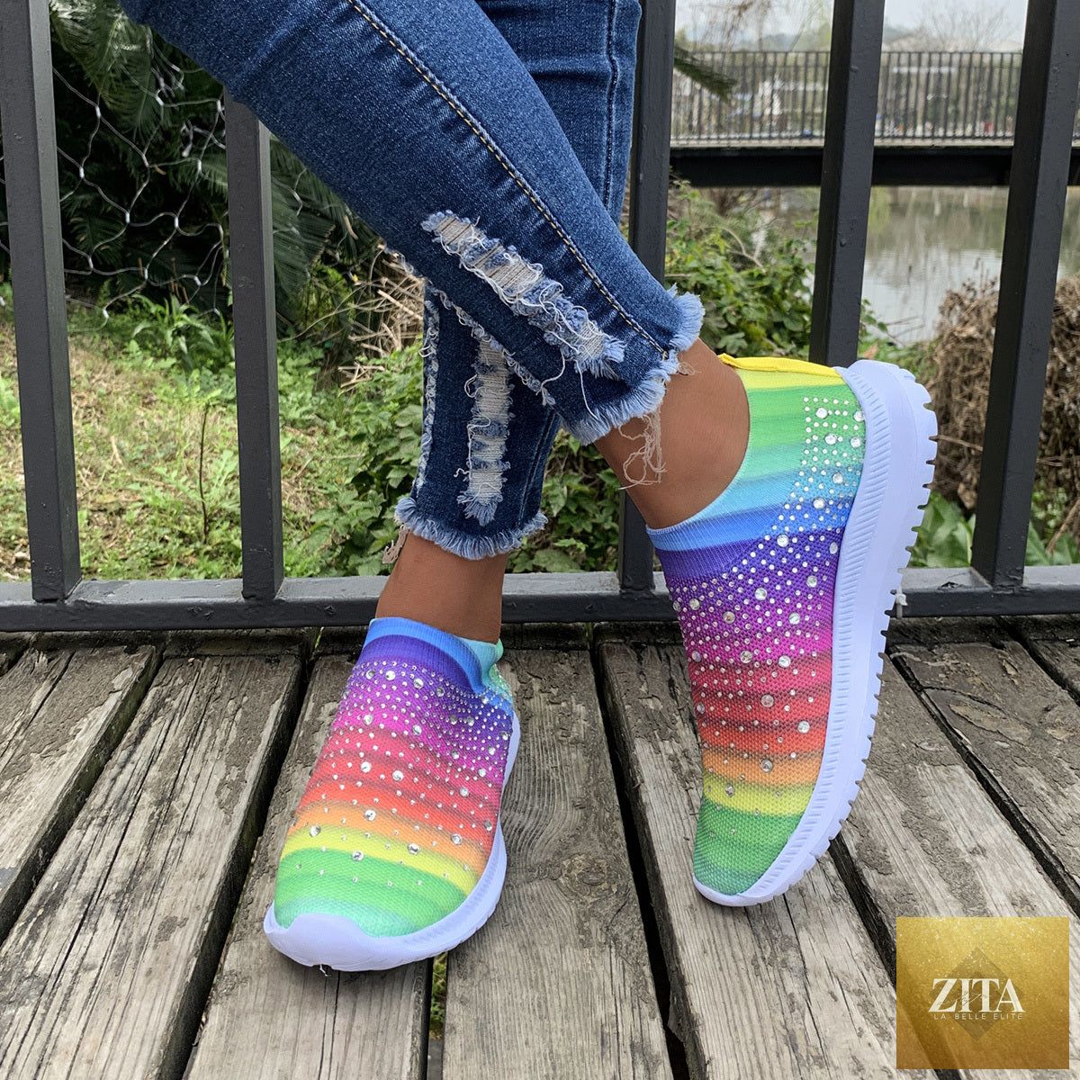 Women's color block mesh platform sneakers with breathable design and stylish look from Trendy Attic Store01.