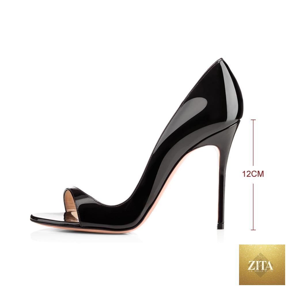 LadyShow.Store pure color gradient patent leather stiletto shoes with pointed toes and sleek design.
