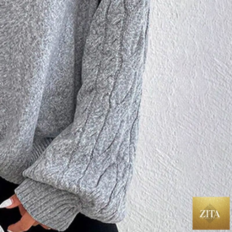 Women's cold shoulder sweater by FitiqueFit featuring a high neck, cut-out shoulders, long sleeves, and a casual pullover style.