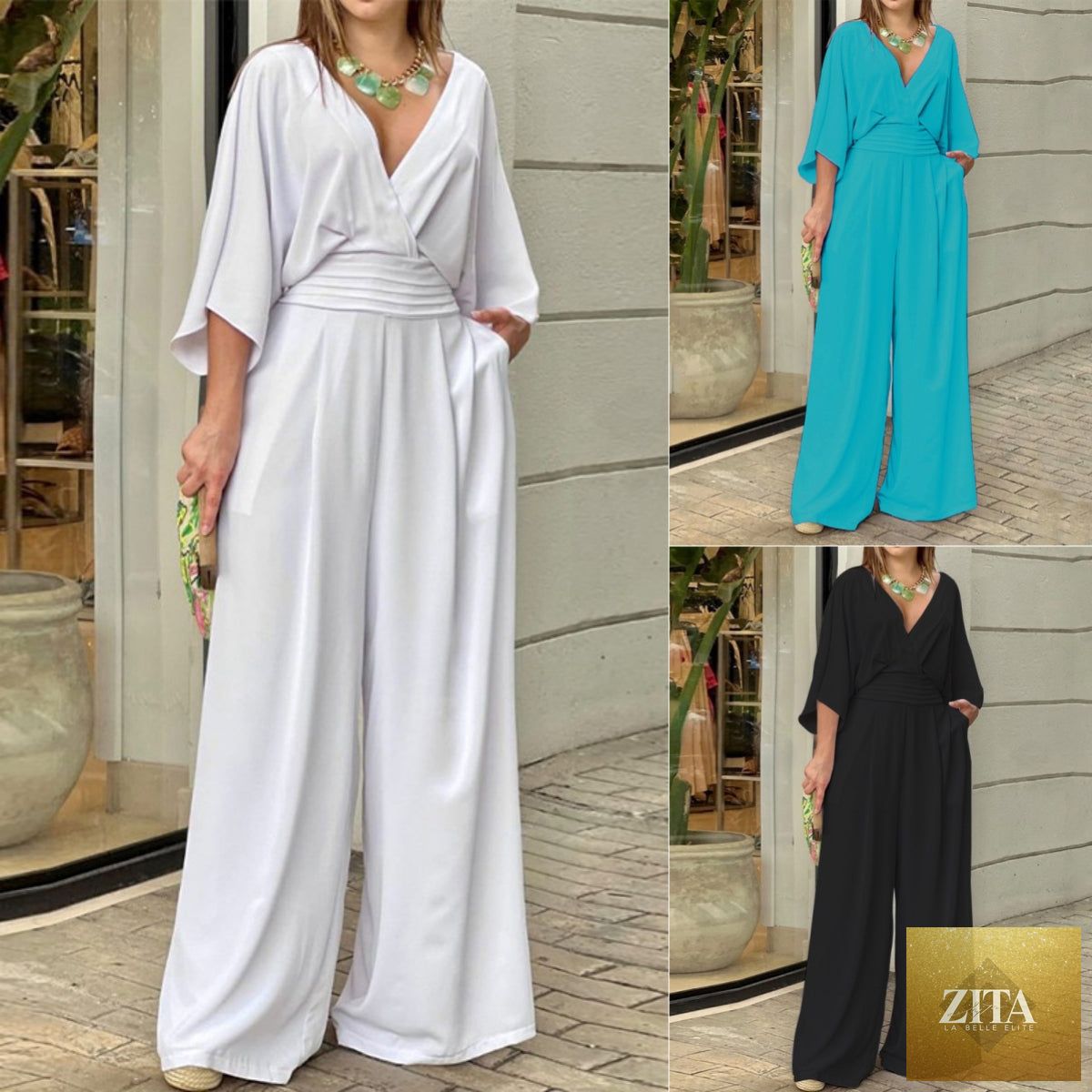 Women's Jumpsuit V-neck Solid Color Summer Trendy Fashion Short-sleeved Street Casual Jumpsuit Suit For Women Clothing