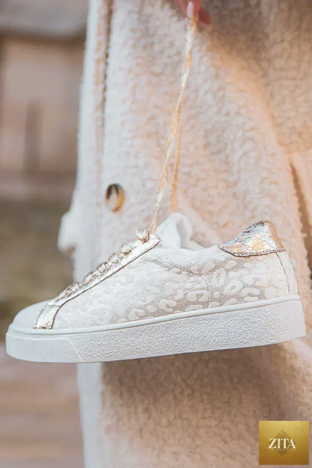 Femstylo leopard print sneakers with white PVC and PU lace-up design, streetwear kicks with bold animal print pattern.