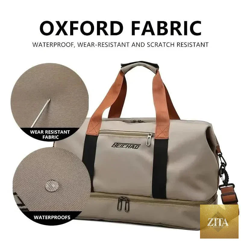 Nylon Duffel Bag for Travel – Large Capacity, Foldable, Shoe Compartment – Men & Women