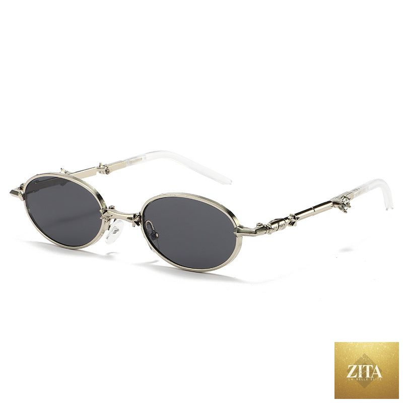 Light-tinted foldable small frame sunglasses for women by FitiqueFit, featuring a luxury style and compact design in eye wear.
