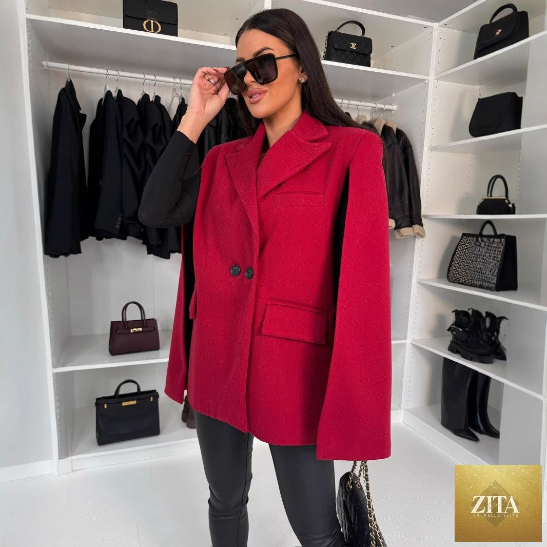 Women’s solid color shawl coat by FitiqueFit, loose wrap outerwear with cozy fabric and stylish design, perfect for layered winter wear.
