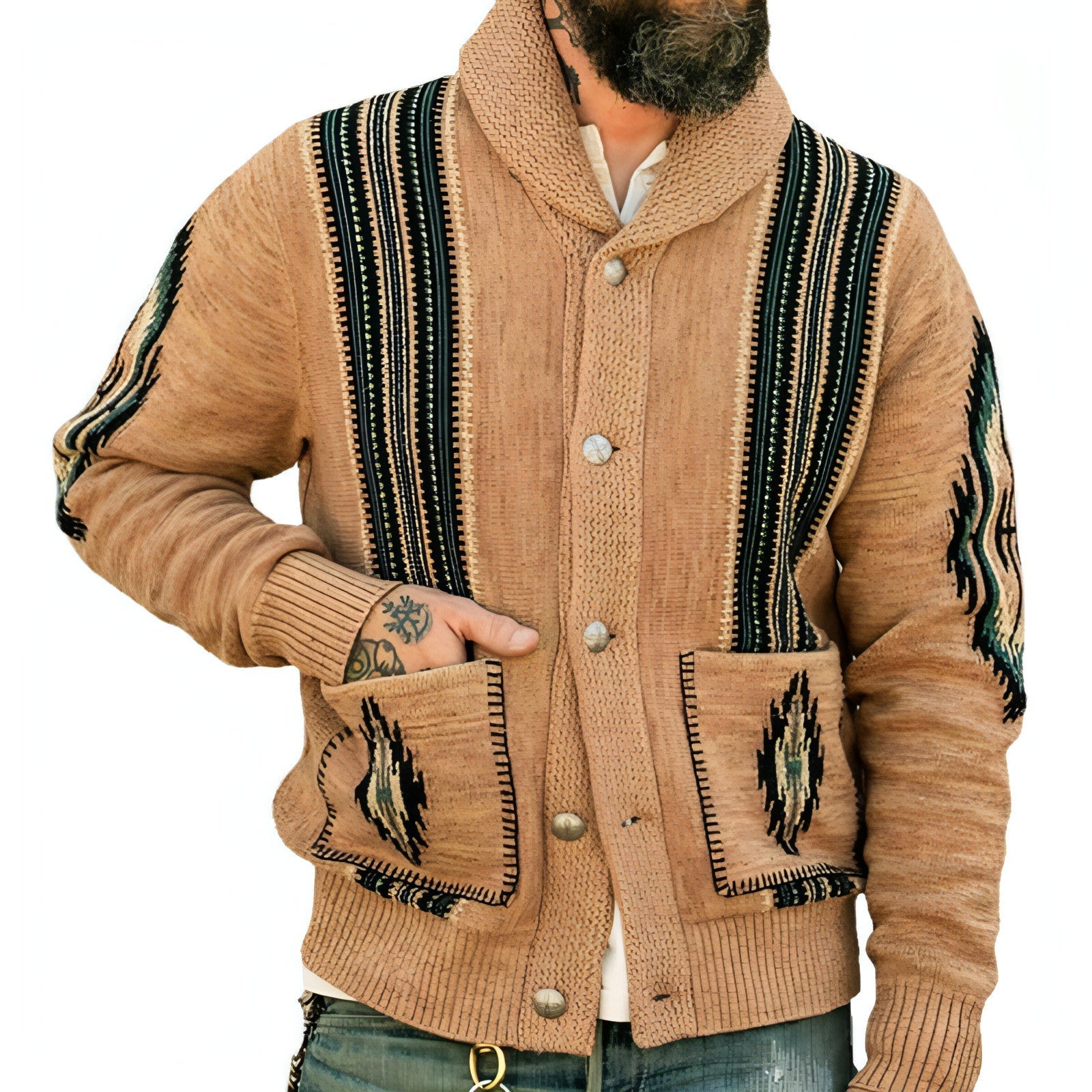 Autumn And Winter Jacquard Sweater Coat Carmine Juneberry