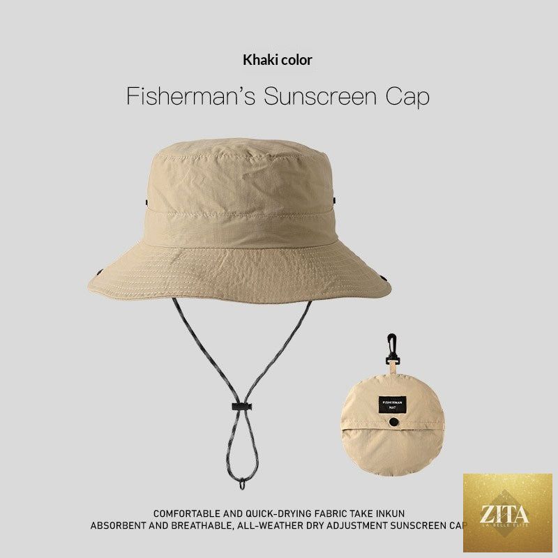Wide-brim UV protection nylon sun hat by Zita La Belle Elite, breathable outdoor hat for women and men, with a stylish wide brim.