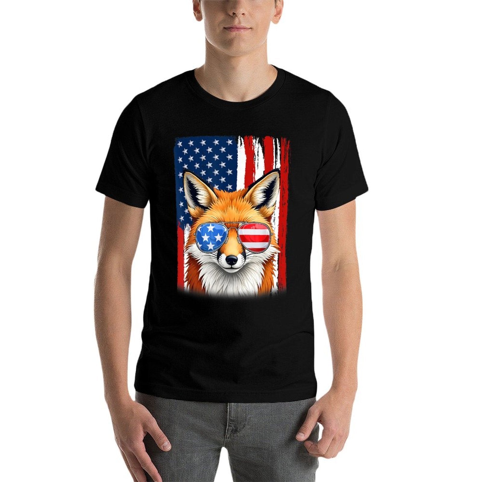 Fox US America Men Women 4th of July Patriotic Breathable T-Shirt