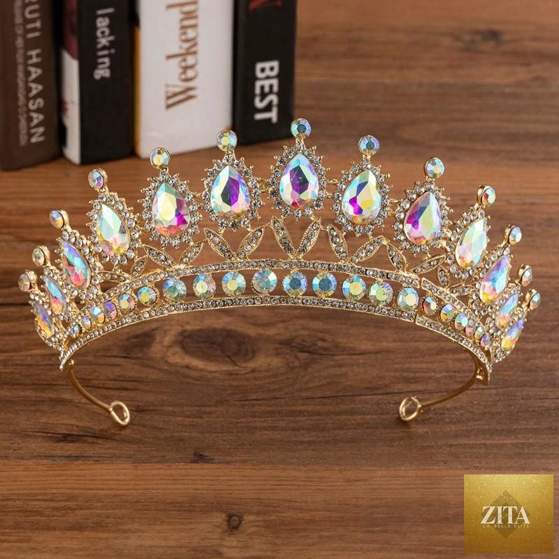 Elegant bridal crown with alloy and diamond accents, featuring a wedding headdress design by MANDOTOS for special occasions.