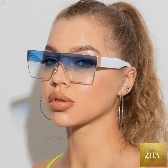 Square metal frame sunglasses from FitiqueFit, featuring a trendy hip-hop European fashion style with sleek metal design.