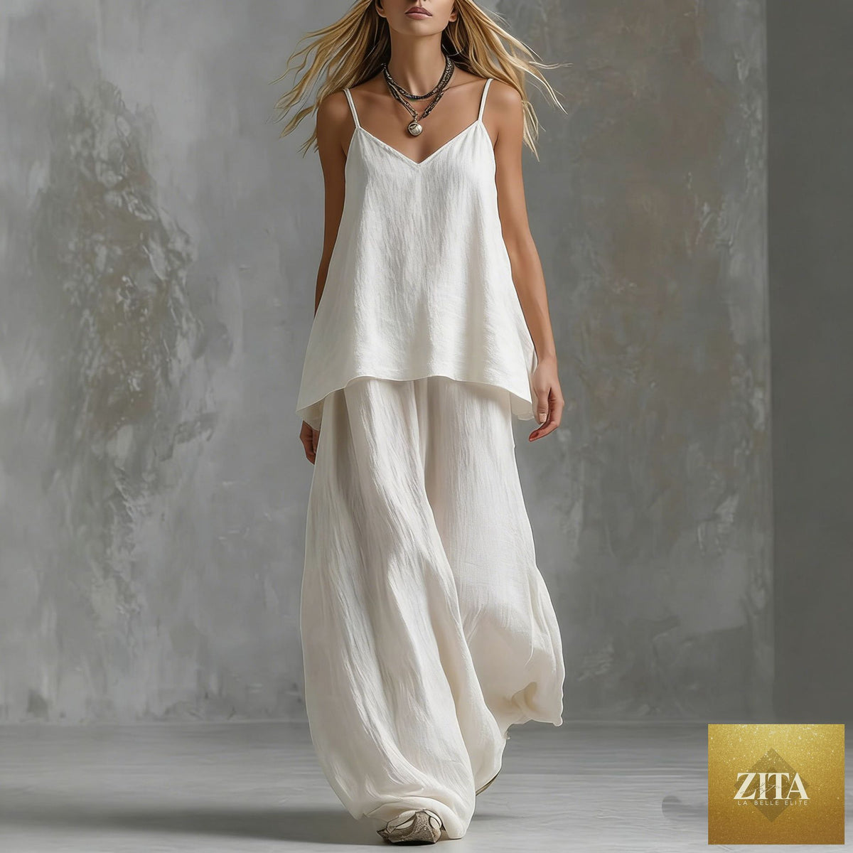 Women's sleeveless off-shoulder elegant pantsuit by FitiqueFit, featuring a stylish 2-piece set perfect for casualwear.