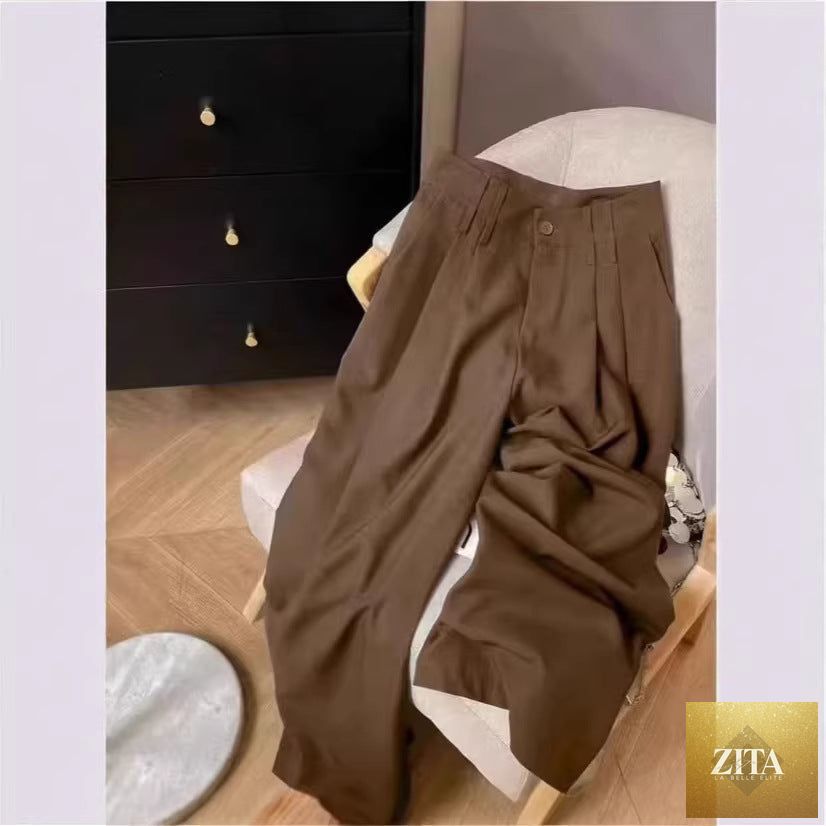 Women's loose flowing straight-leg floor-length casual pants by Zita La Belle Elite, shown styled for comfortable everyday wear.