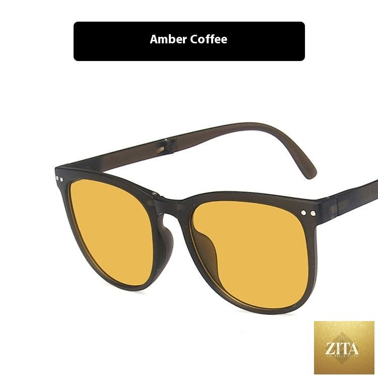 FitiqueFit folding sunglasses with case in multiple color options, stylish eyewear with compact, portable design.