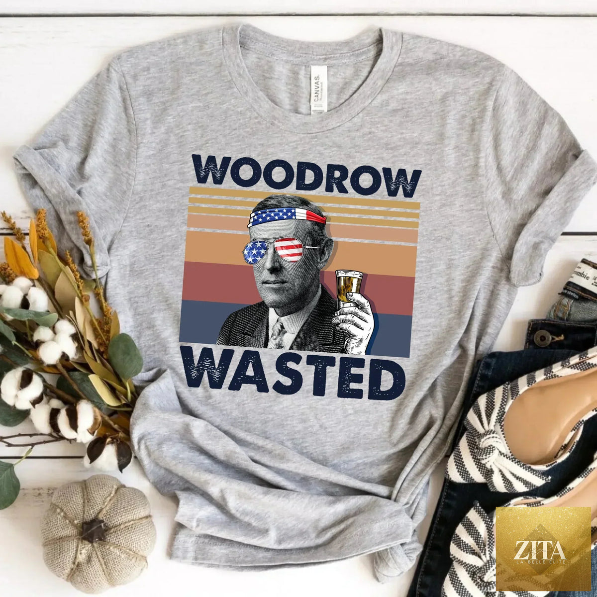 Customizable 4th of July "Choose Your President" boozy retro top by Adorb Custom Tees, featuring patriotic design and vintage style.