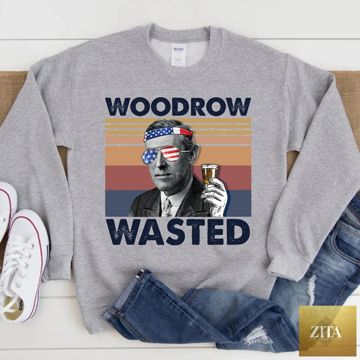 Custom 4th of July "Choose Your President" boozy retro top by Adorb Custom Tees, featuring patriotic design and bold colors.