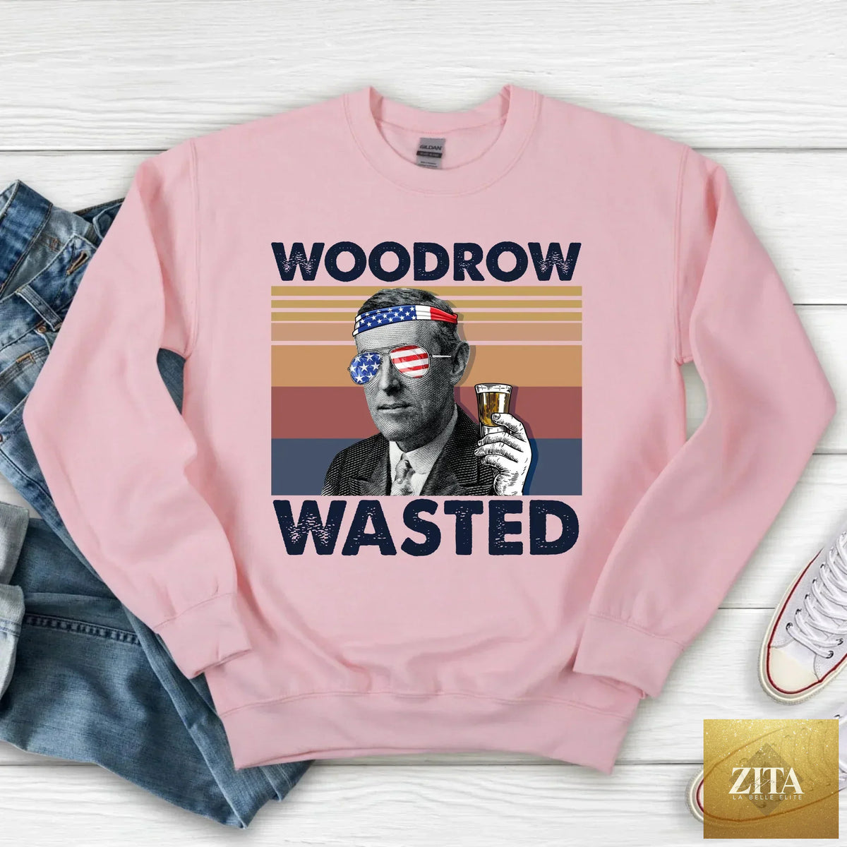 Custom 4th of July "Choose Your President" boozy retro top by Adorb Custom Tees, featuring patriotic design and vibrant colors.