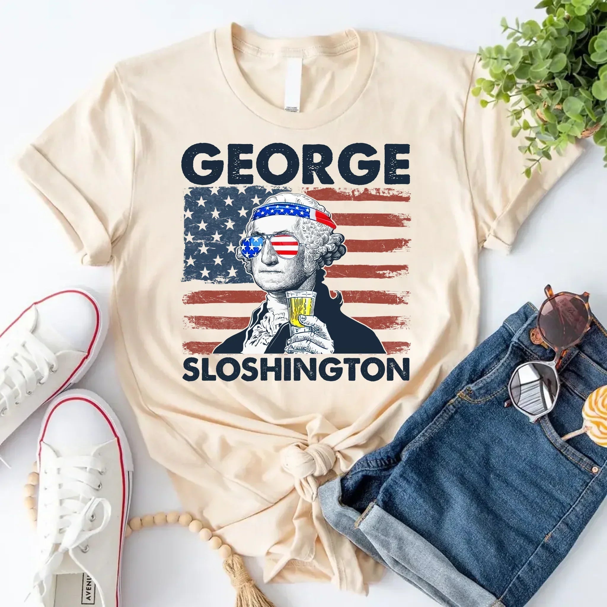 George Sloshington 4th of July Shirt โ Washington Drinking Party Tee