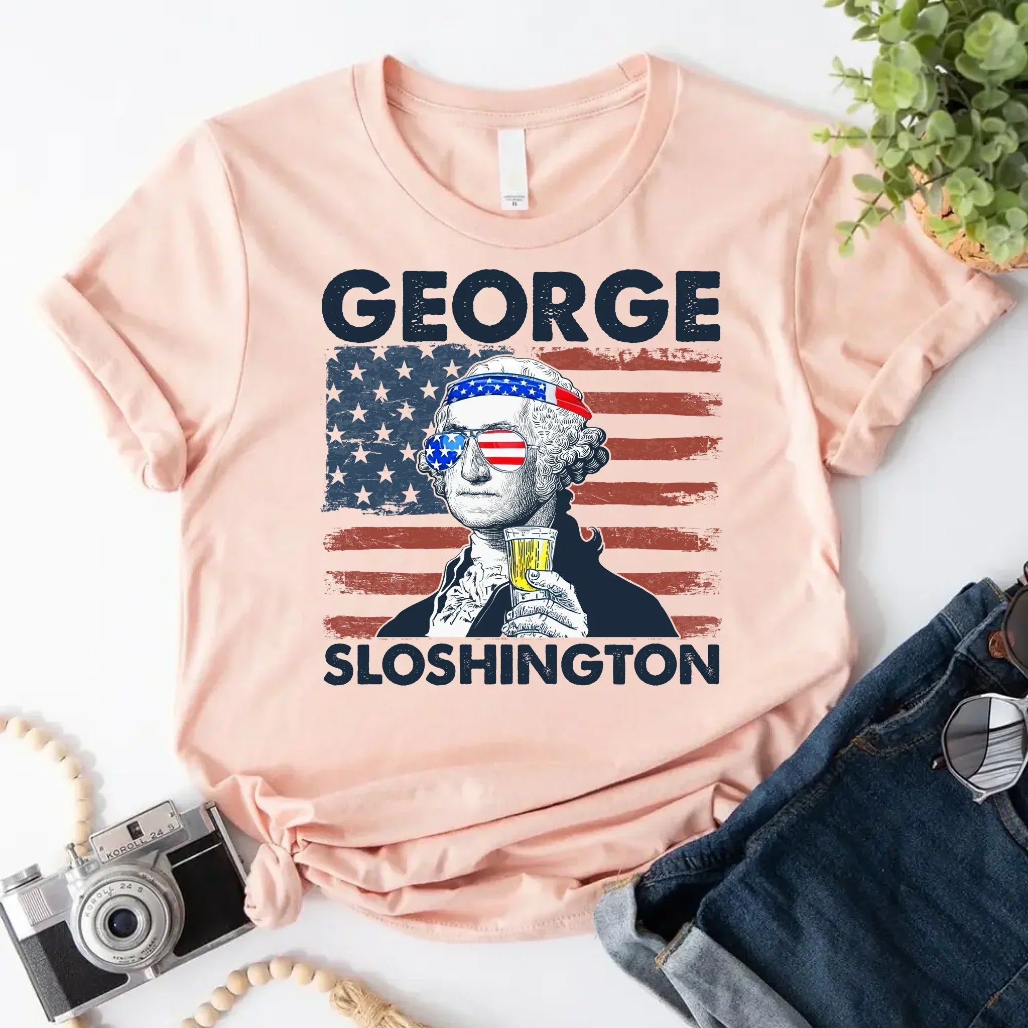 George Sloshington 4th of July Shirt โ Washington Drinking Party Tee