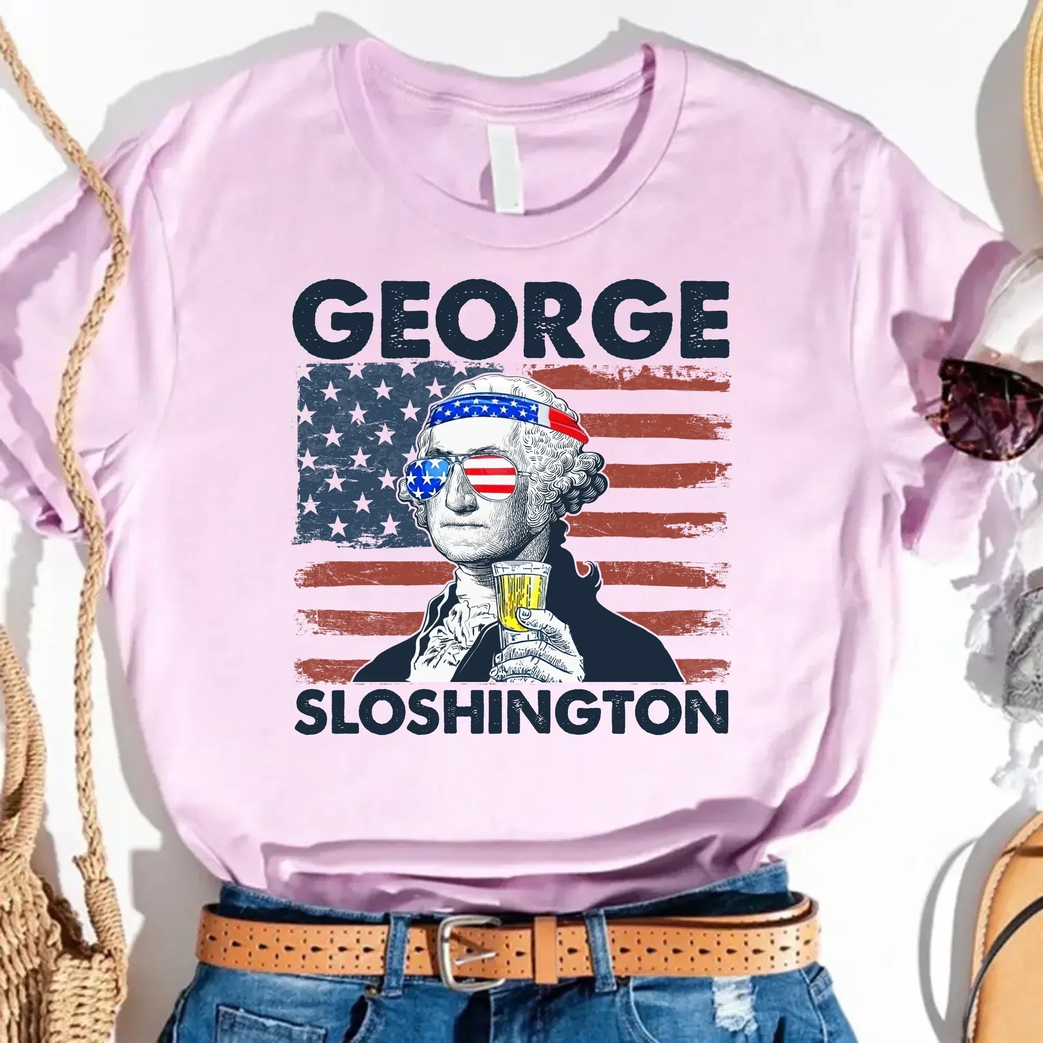 George Sloshington 4th of July Shirt โ Washington Drinking Party Tee