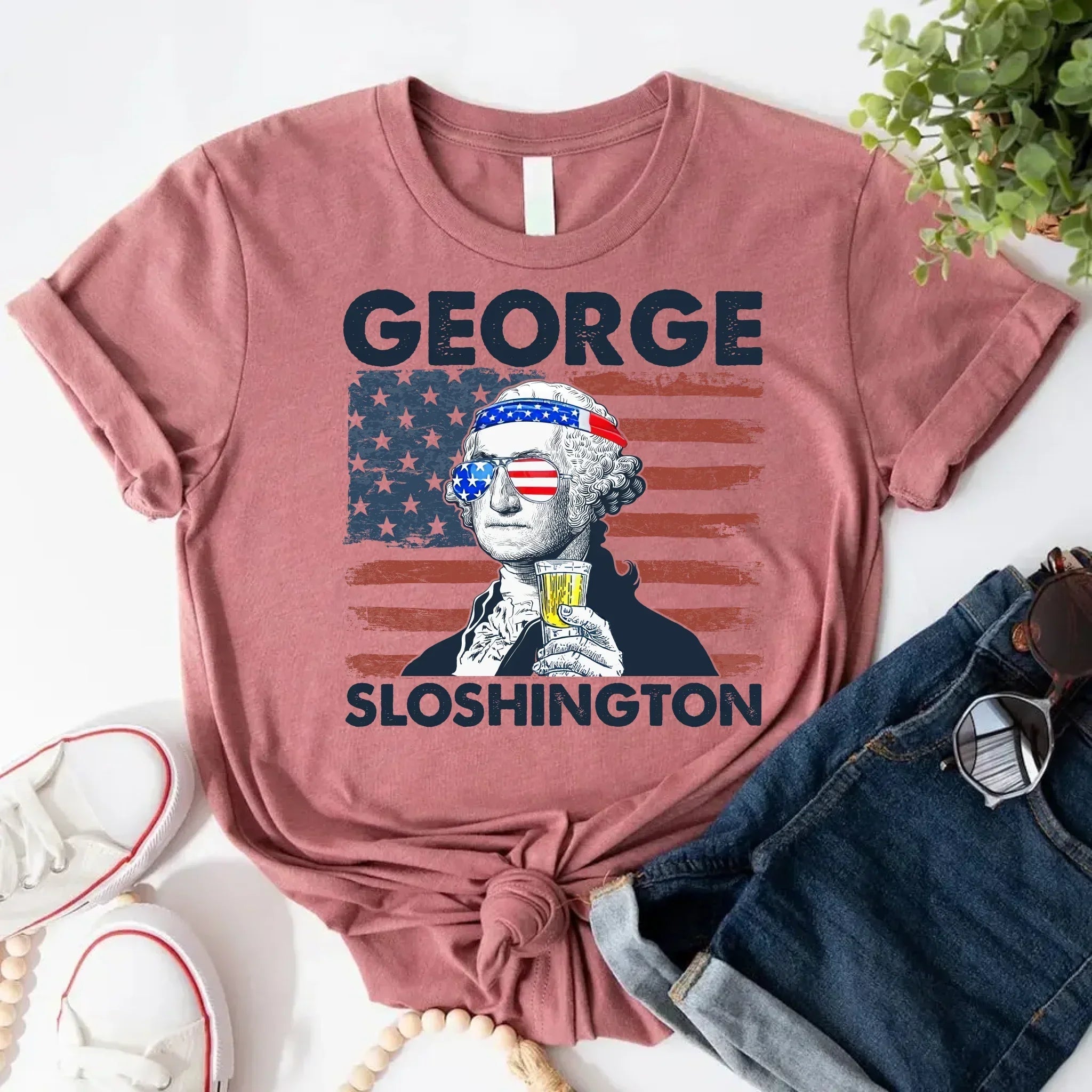 George Sloshington 4th of July Shirt โ Washington Drinking Party Tee