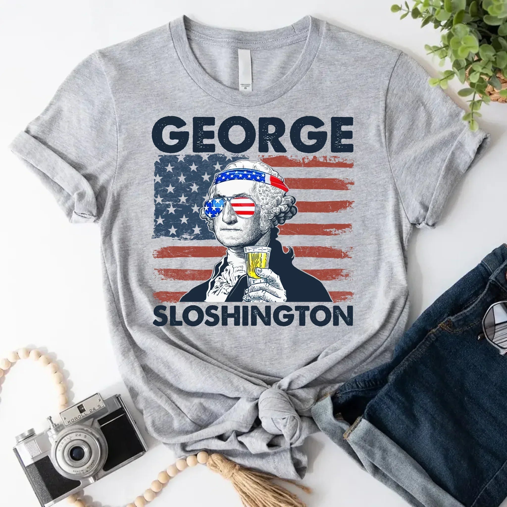 George Sloshington 4th of July Shirt โ Washington Drinking Party Tee