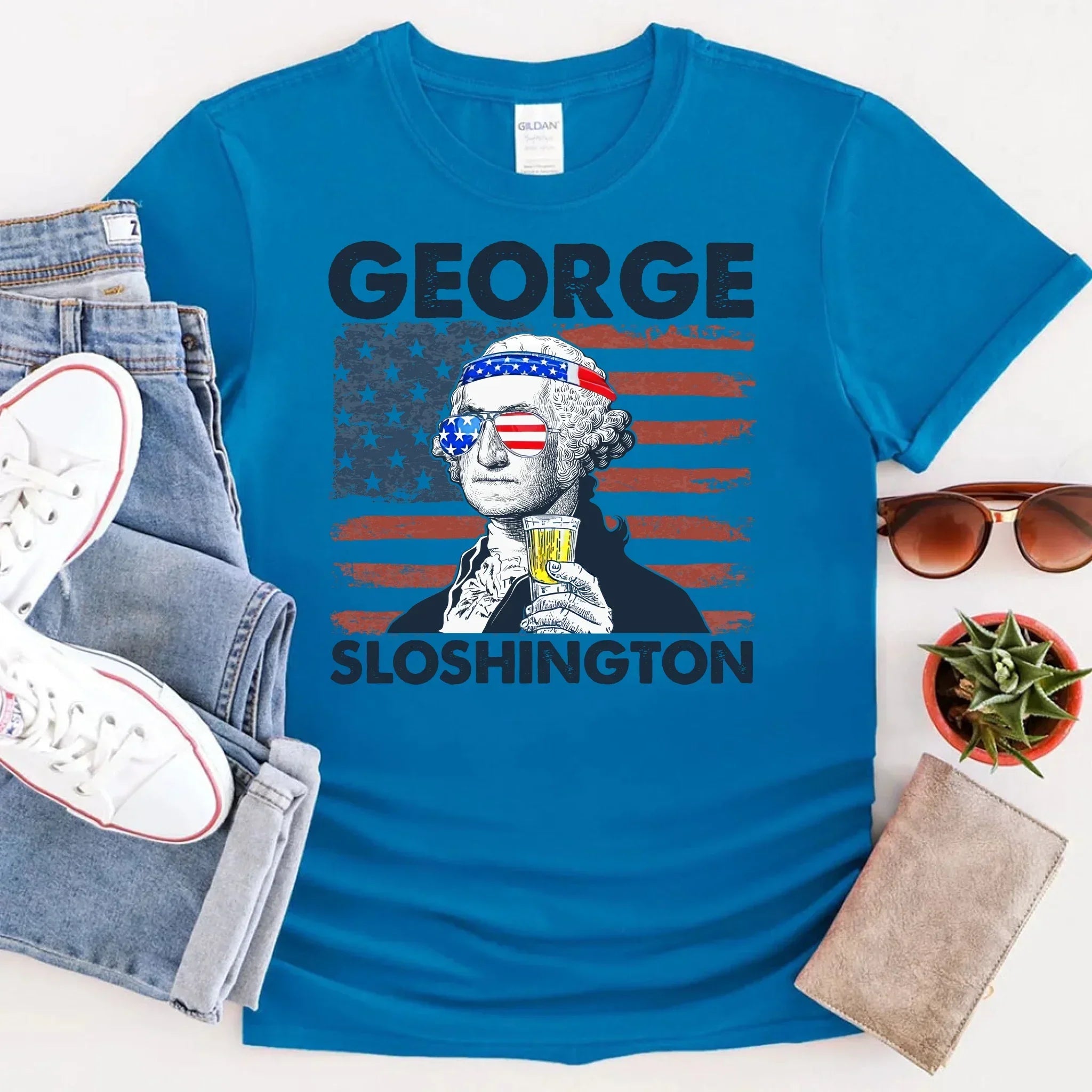 George Sloshington 4th of July Shirt โ Washington Drinking Party Tee