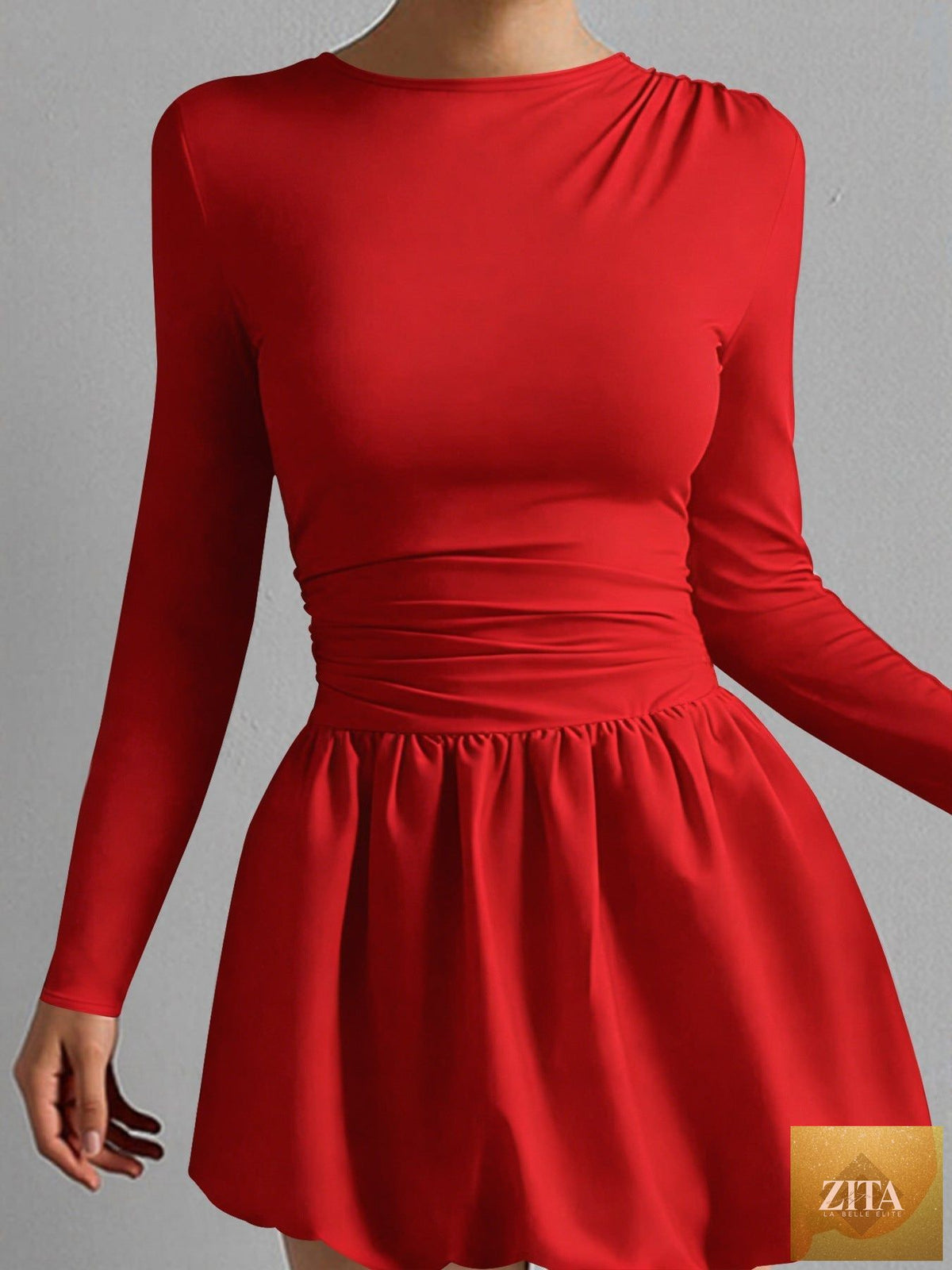 Women's solid color stretch casual dress by Zita La Belle Elite, featuring a comfortable fit and simple design.