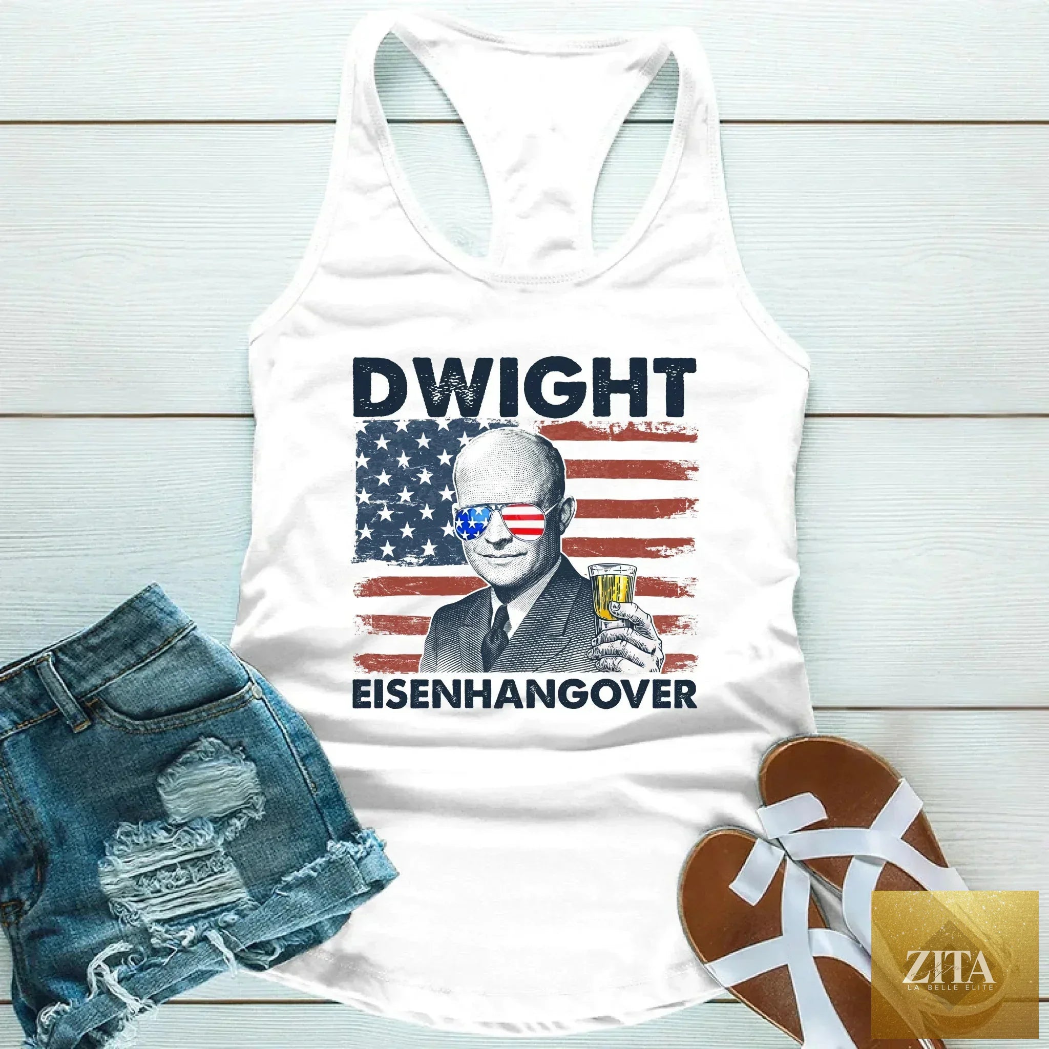 Unisex Eisenhangover Drinking Shirt with 4th of July patriotic design, featuring humorous graphics for festive celebration.