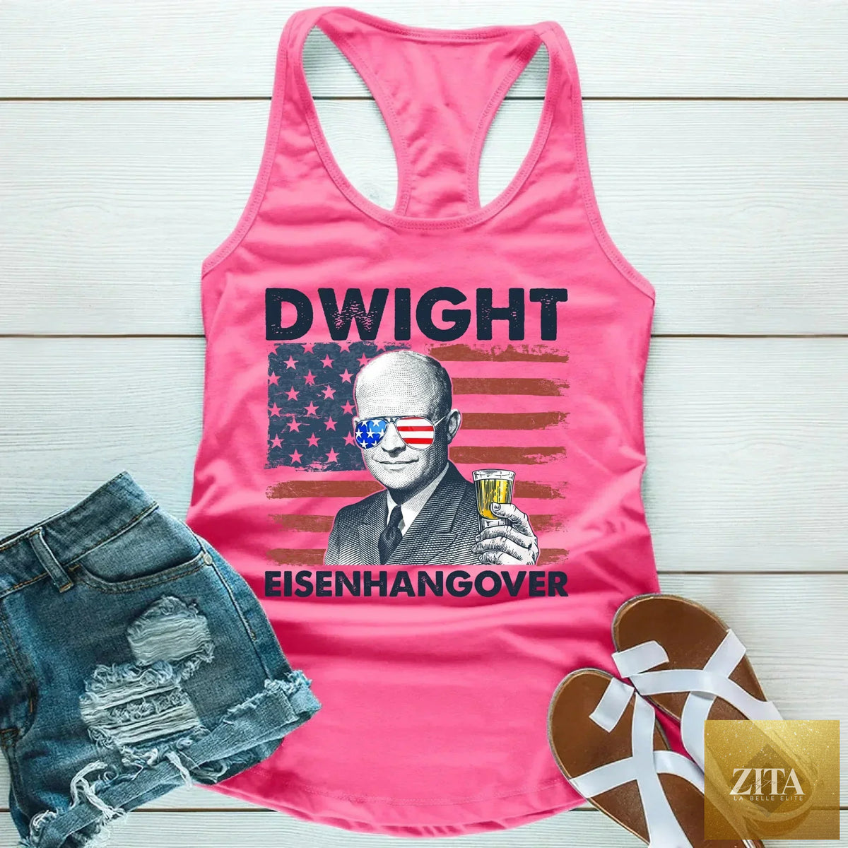 Unisex Eisenhangover Drinking Shirt with 4th of July design from Adorb Custom Tees, featuring patriotic graphics and humorous text.