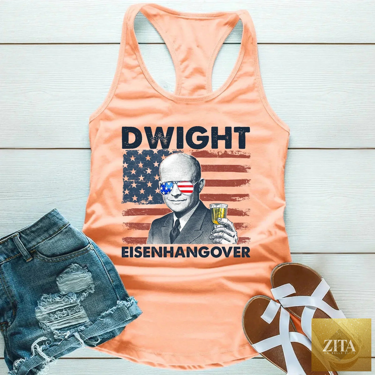 Unisex Eisenhangover 4th of July drinking shirt by Adorb Custom Tees, featuring patriotic design and humorous graphics.