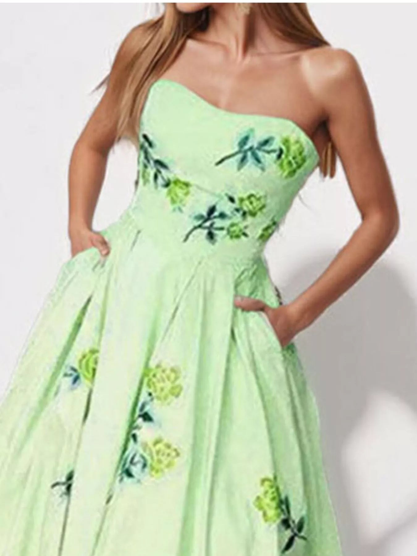 Floral print tube maxi dress by Shopiebay featuring a fitted bodice and flowing skirt, perfect for summer or casual occasions.