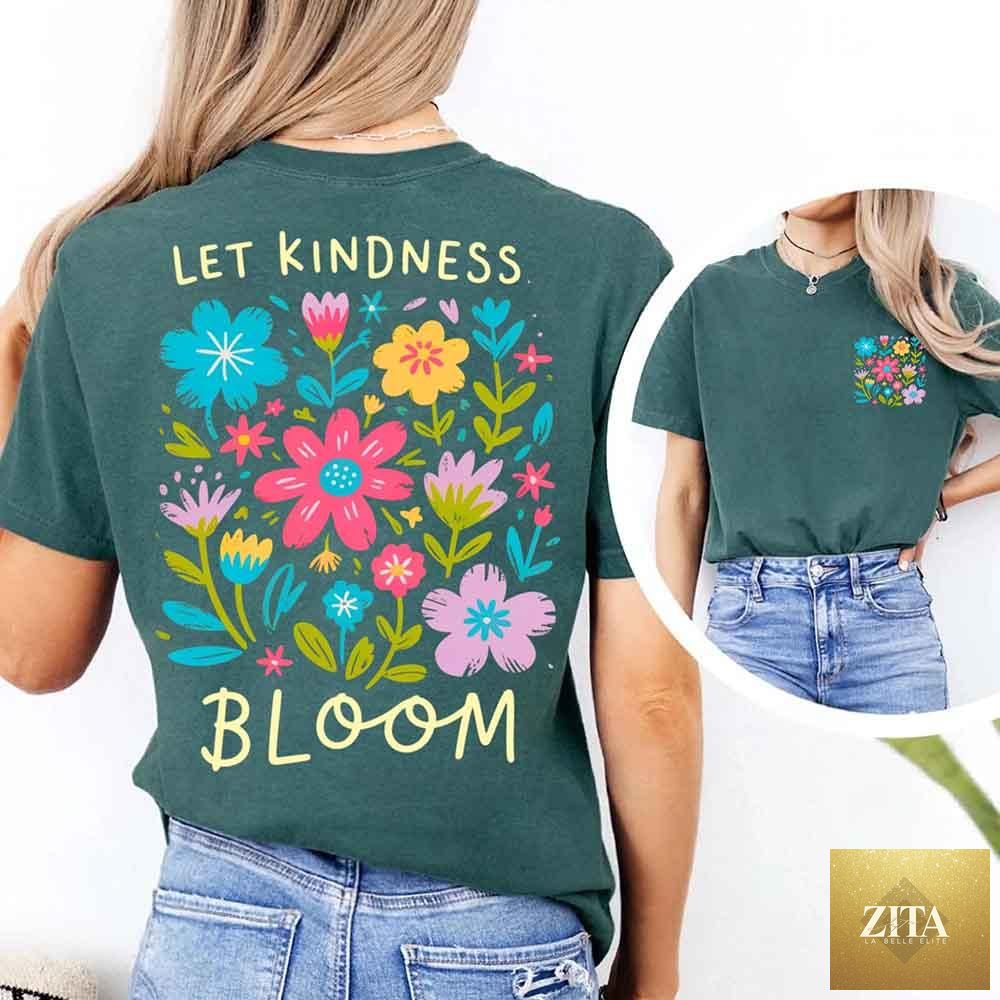 Comfort Colors T-shirt featuring "Kindness Matters" positive quote design by Adorb Custom Tees, shown in a natural fabric fit.