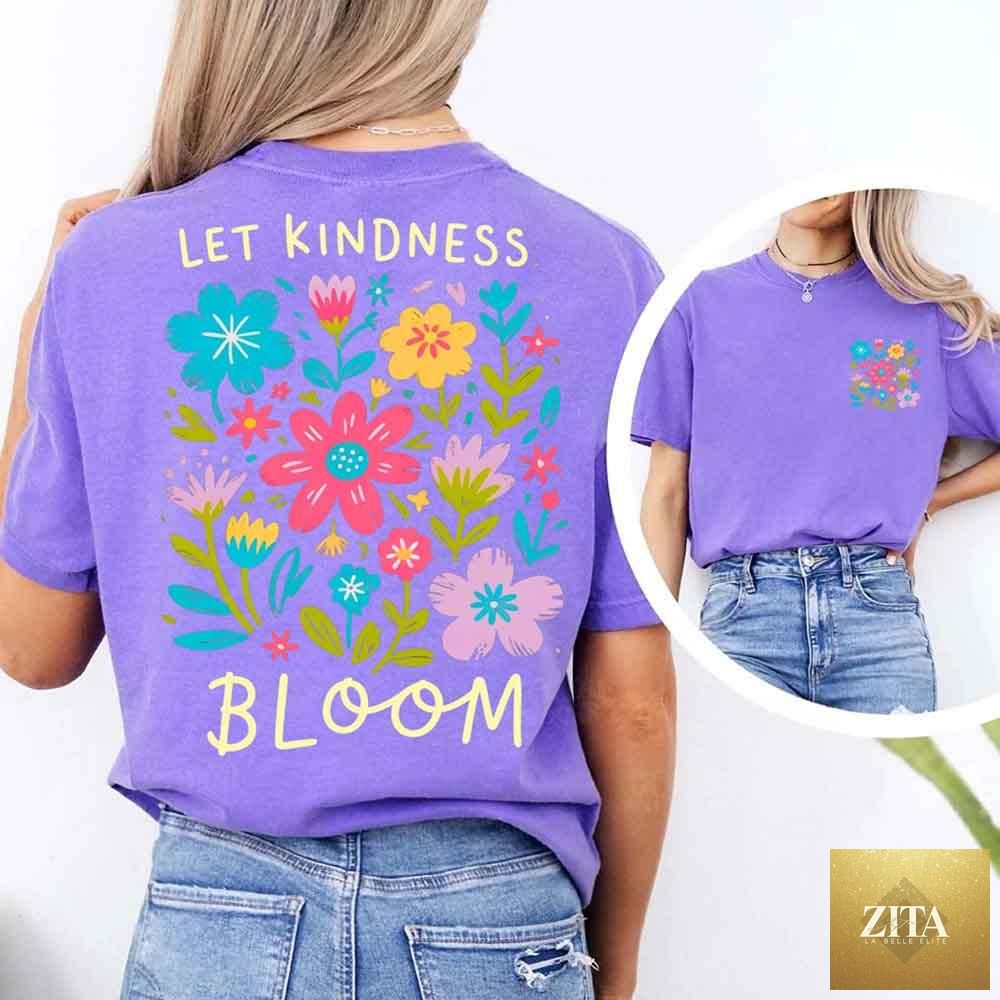 Comfort Colors T-shirt with "Kindness Matters" positive quote, featuring casual fit and soft fabric from Adorb Custom Tees.