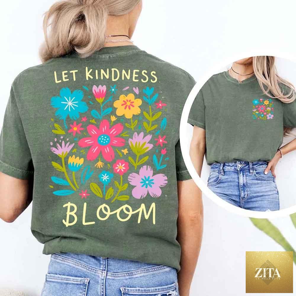 Be Kind positive quote on a Comfort Colors T-Shirt by Adorb Custom Tees, featuring a casual, comfortable fit with colorful lettering.