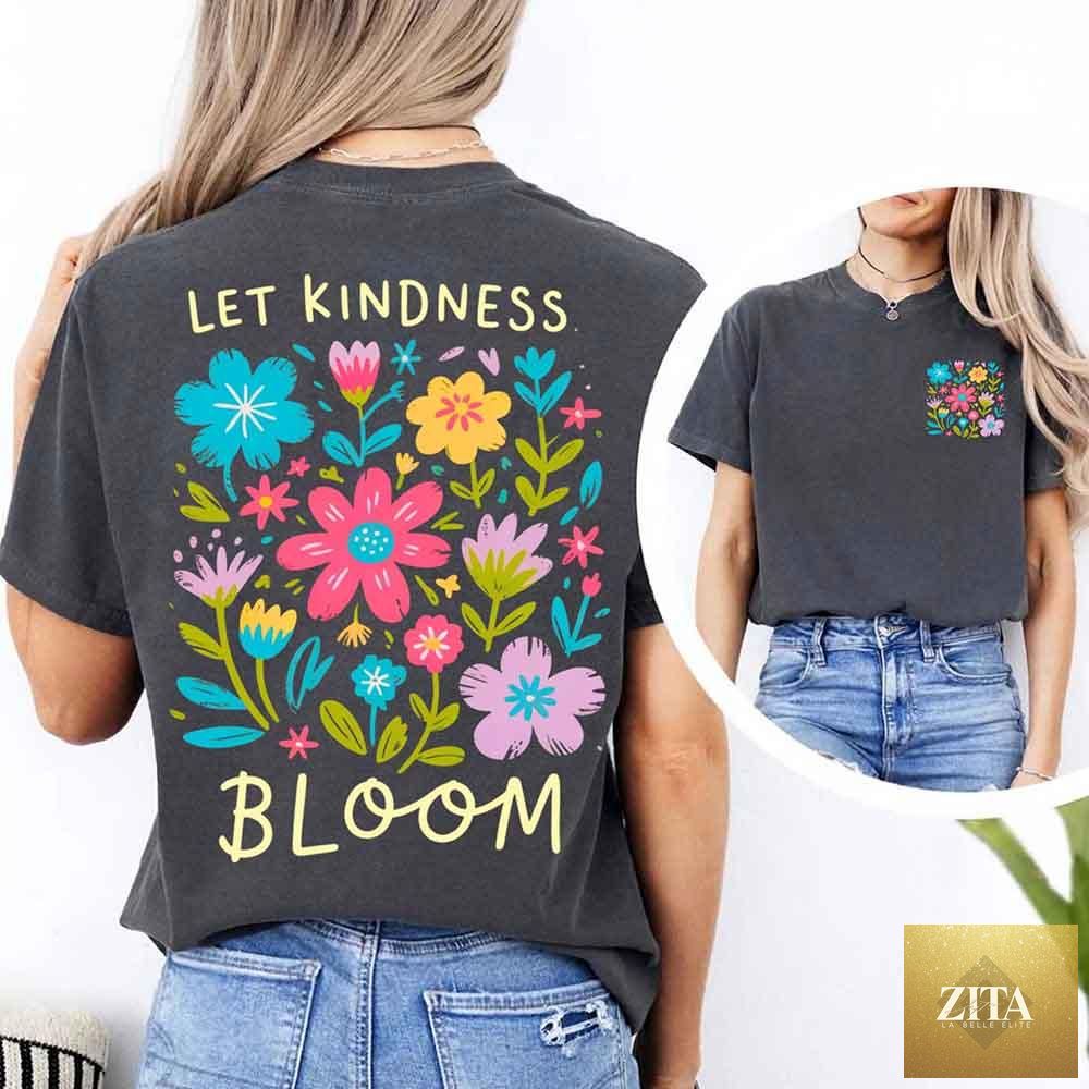 Comfort Colors T-Shirt with "Kindness Matters" positive quote, featuring a casual fit and soft fabric from Adorb Custom Tees.