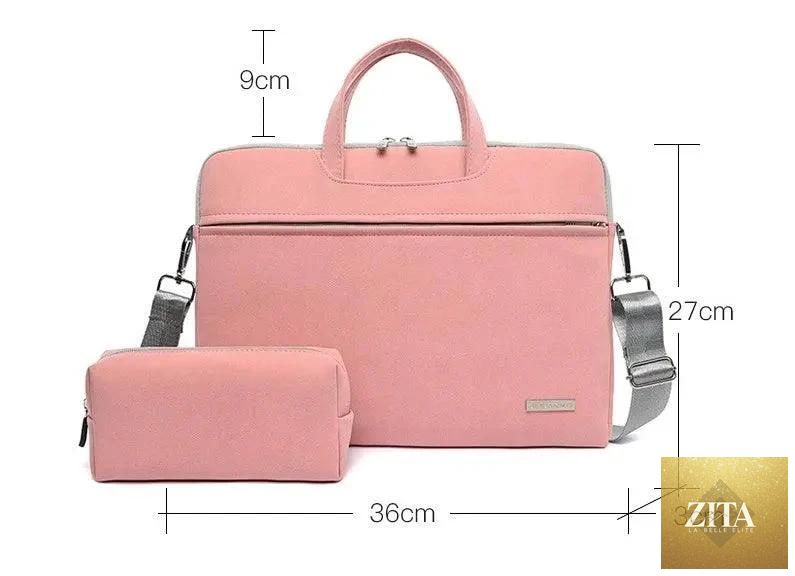 Mandotos women's PU leather laptop bag with shoulder strap, fits MacBook Air 13.3 to 15.6 inches, stylish carrying case for women