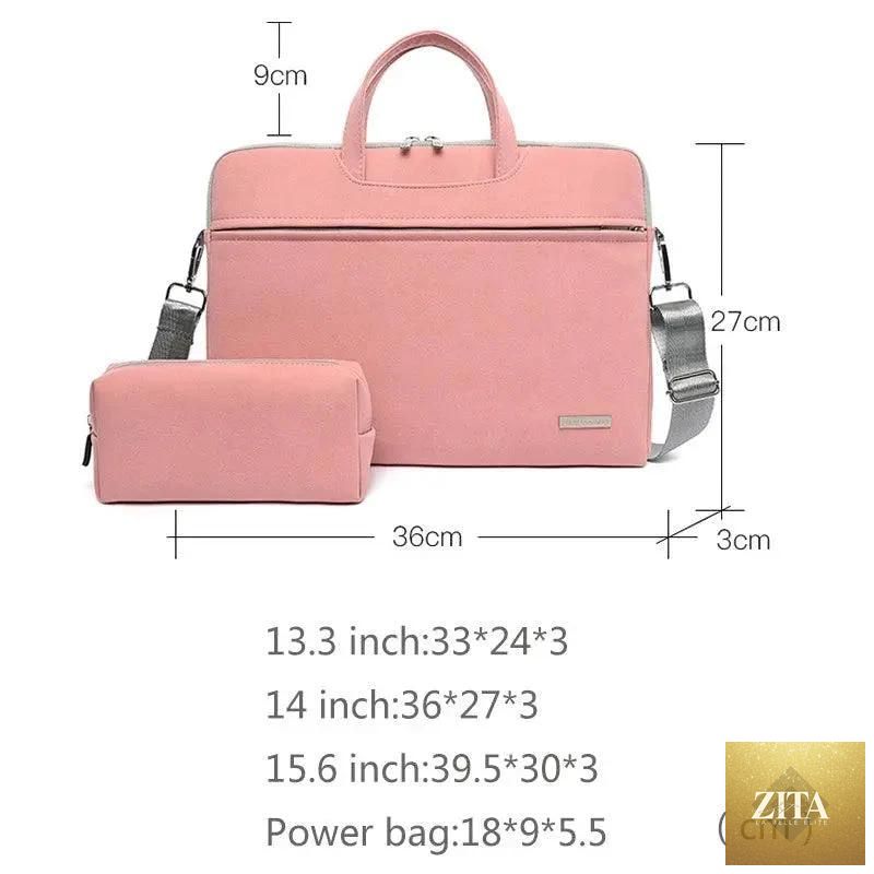 Mandotos women's PU leather laptop bag for MacBook Air 13.3 to 15.6 inches, shoulder briefcase with handle and mouse bag compartment