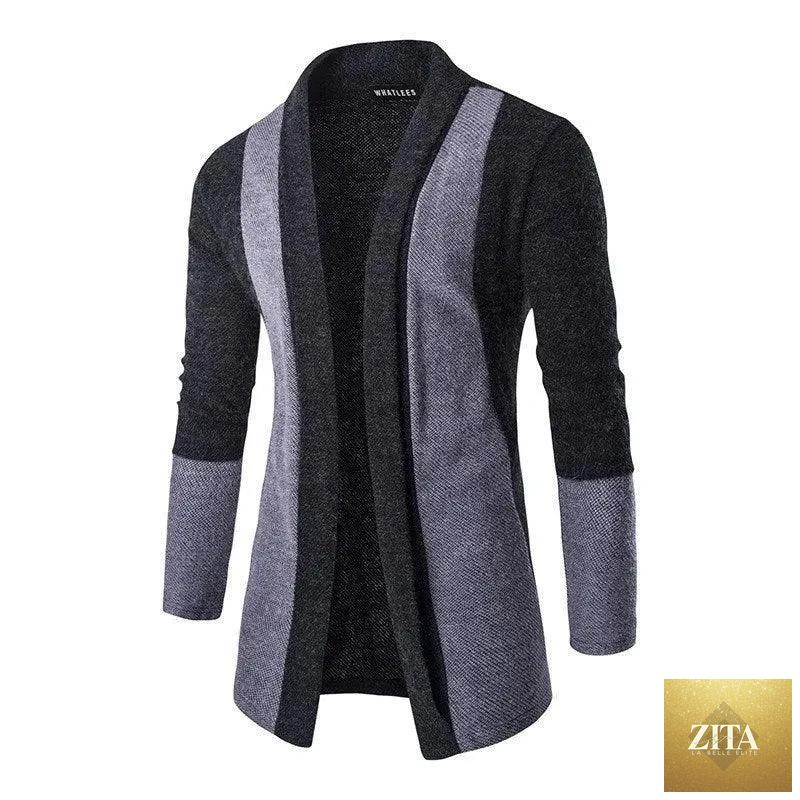 Mandotos men's casual cardigan sweater, knitted coat with button details, suitable for stylish men's clothing and layered winter wear.