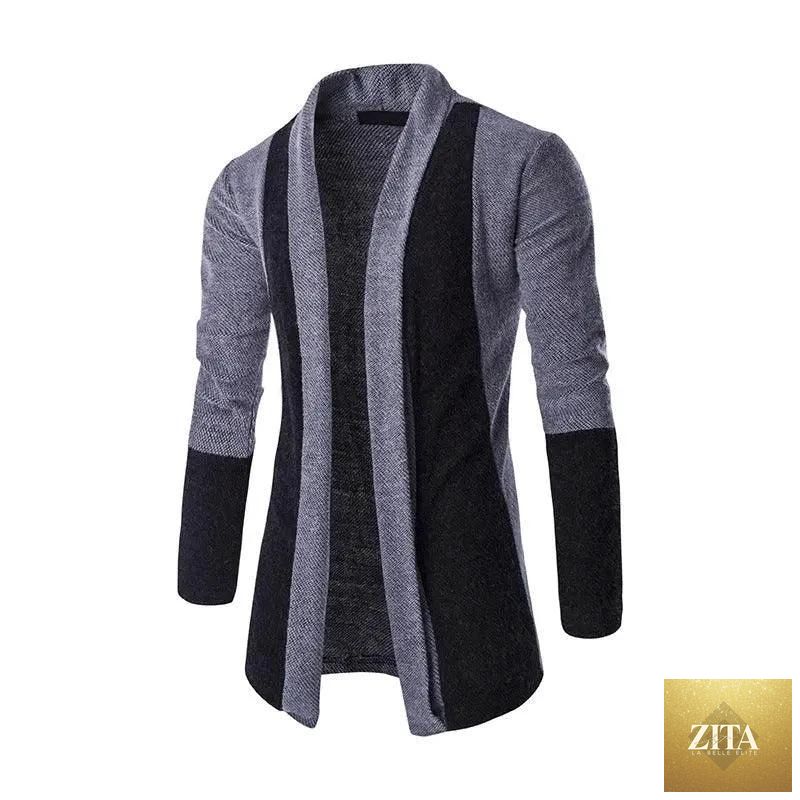 Mandotos men's casual cardigan sweater coat, knitwear men's clothing, front view showing button details and cozy fit.