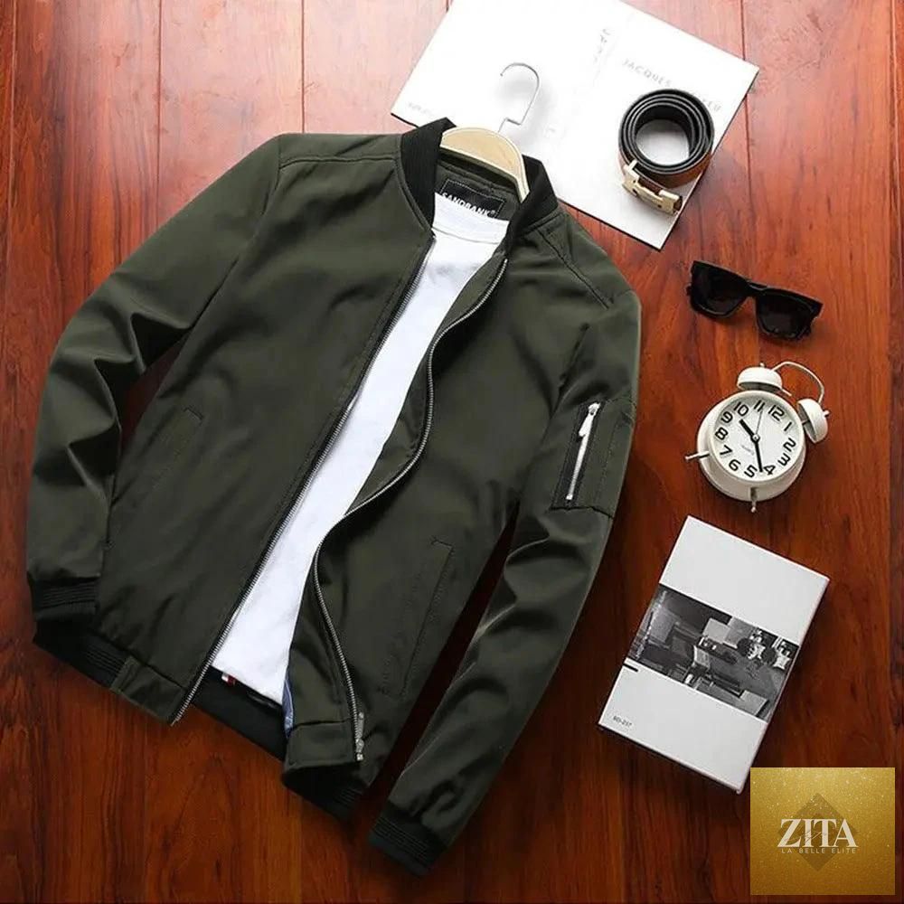 Mandotos men's casual jacket with a baseball-inspired design, featuring a trendy youth style and comfortable fit.