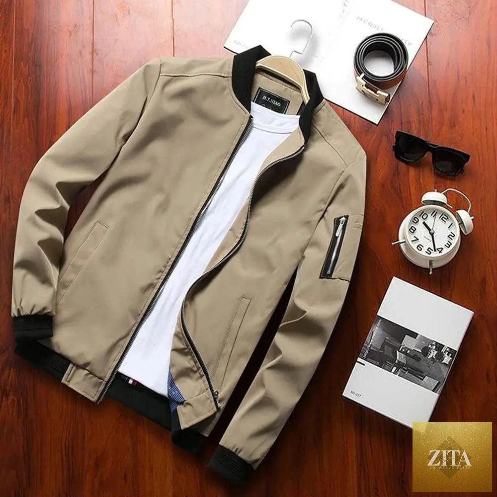 Mandotos men's casual jacket featuring a baseball-inspired design, perfect for youth and trendy everyday wear.