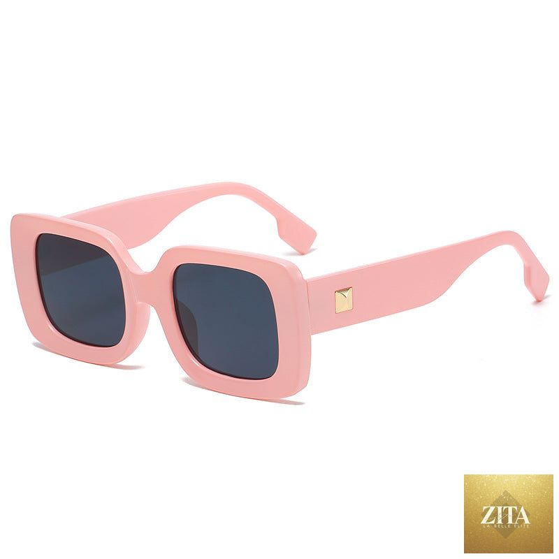 Retro square large frame sunglasses by FitiqueFit featuring bold black plastic frames and tinted lenses for a stylish look.